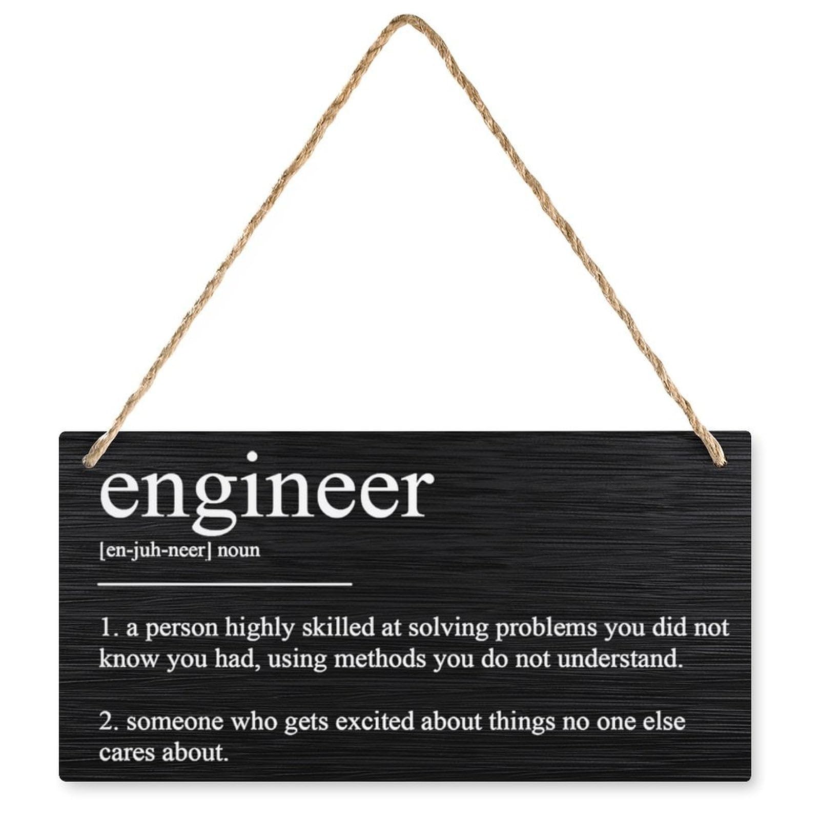 Hanging Printed Wooden Plaque Engineer Definition - Engineer Gift | Rustic Farmhouse Family Home Wall Decor | 6X12 Inch