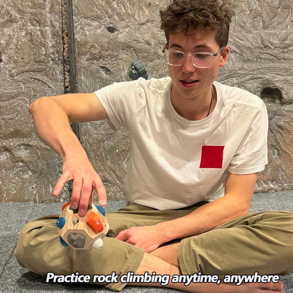 Handgefertigter Boulder Block - 3D Kletter-Trainingsball,Stärke und Präzision aufbauen Solider Holz Boul,Mobile Kletterübung für Zuhause/Outdoor