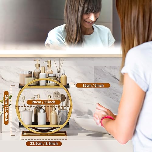 Miniatura 7 de YIWANFW Organizador de baño de esquina y organizador de perfumes para tocador de dormitorio