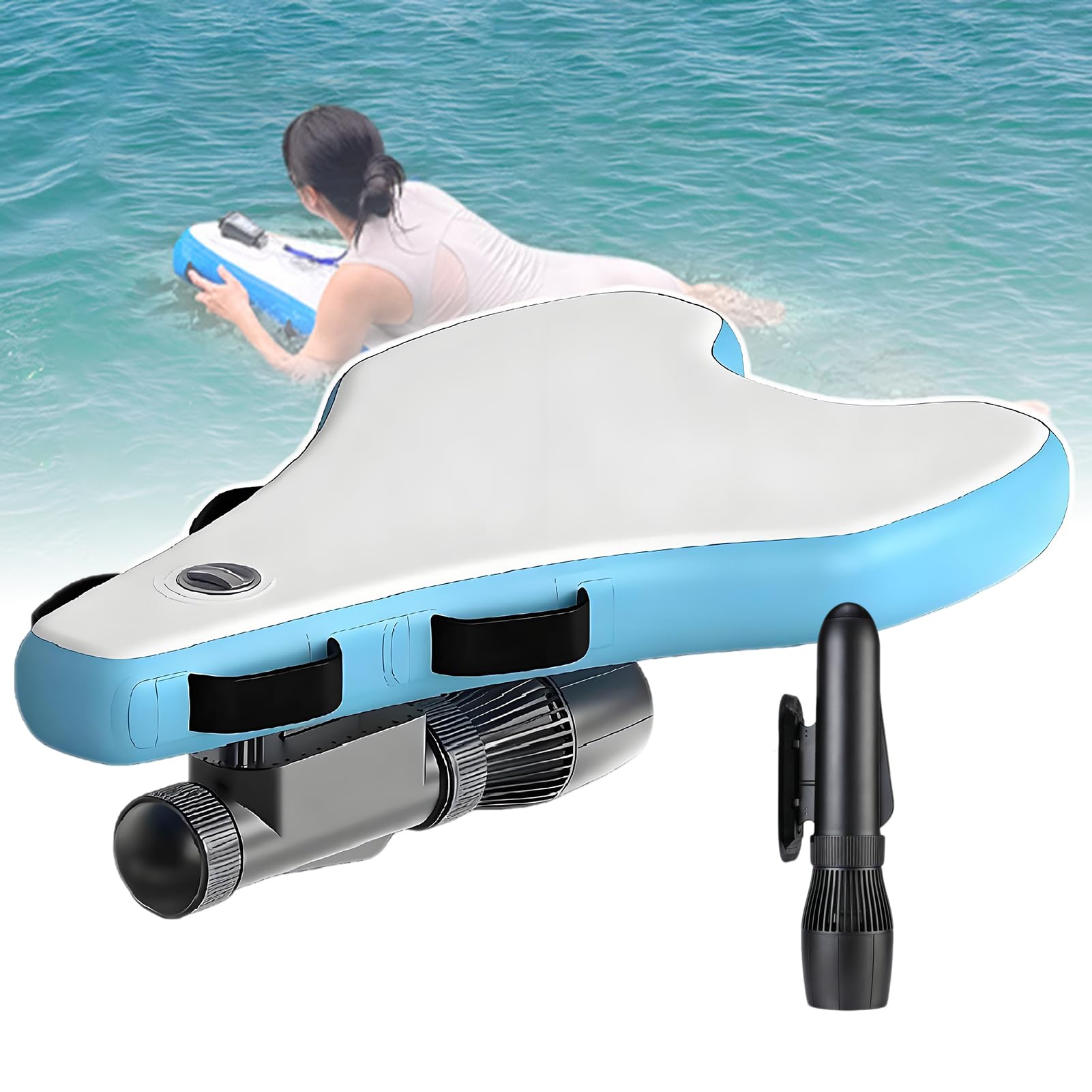 ExoticaBlend Upgraded 3-in-1 Inflatable Bodyboard – 500W/700W Brushless, 10-Speed Remote + Thruster, 7-11 km/h, 10000/16000mAh Battery, Jet Board Electric Surfboard for Adults & Kids 500W-16A