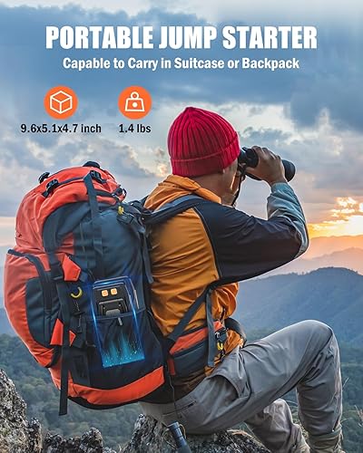 Miniatura 6 de BIZEWO Paquete de baterías de arranque, carga rápida de 60 W, batería de coche de pico de 2000 A, arrancador portátil para motores de gasolina de