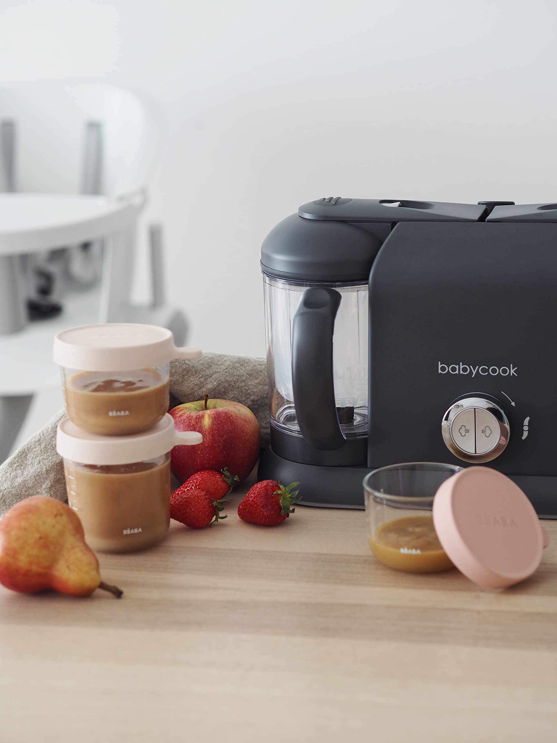 BÉABA, Babycook Duo, Robot Bébé 4 en 1 Mixeur-Cuiseur, Cuisson Vapeur rapide 15min, Diversification alimentaire, Petits pots bébé maison, Contenance XXL 2200 ml, Dark Grey