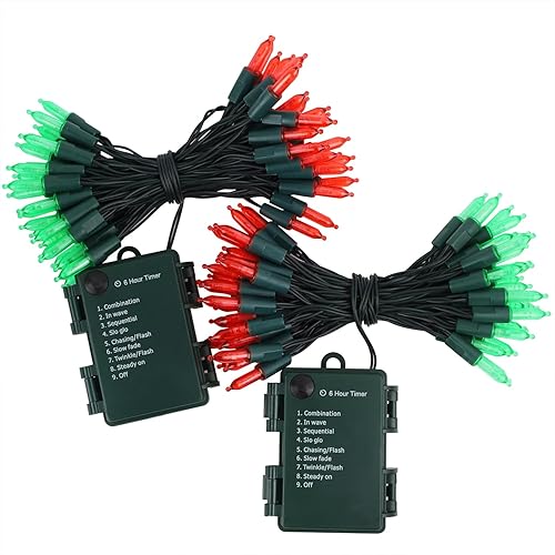 Miniatura 52 de WATERGLIDE Paquete de 2 50 luces LED de Halloween al aire libre, 16 pies con 8 modos, luces de árbol impermeables que funcionan