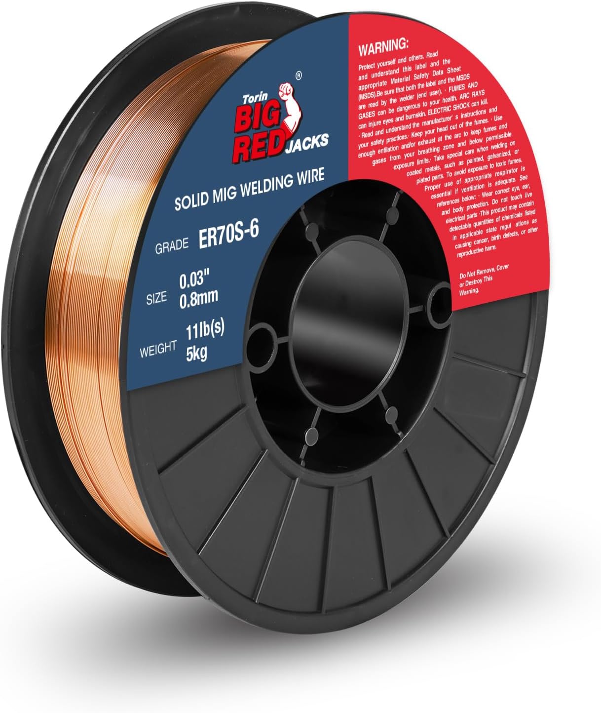 BIG RED ER70S-6 .030" Solid MIG Welding Wire: 11LBS, Mild Steel MIG Wire with Low Splatter for All Position Gas Welding