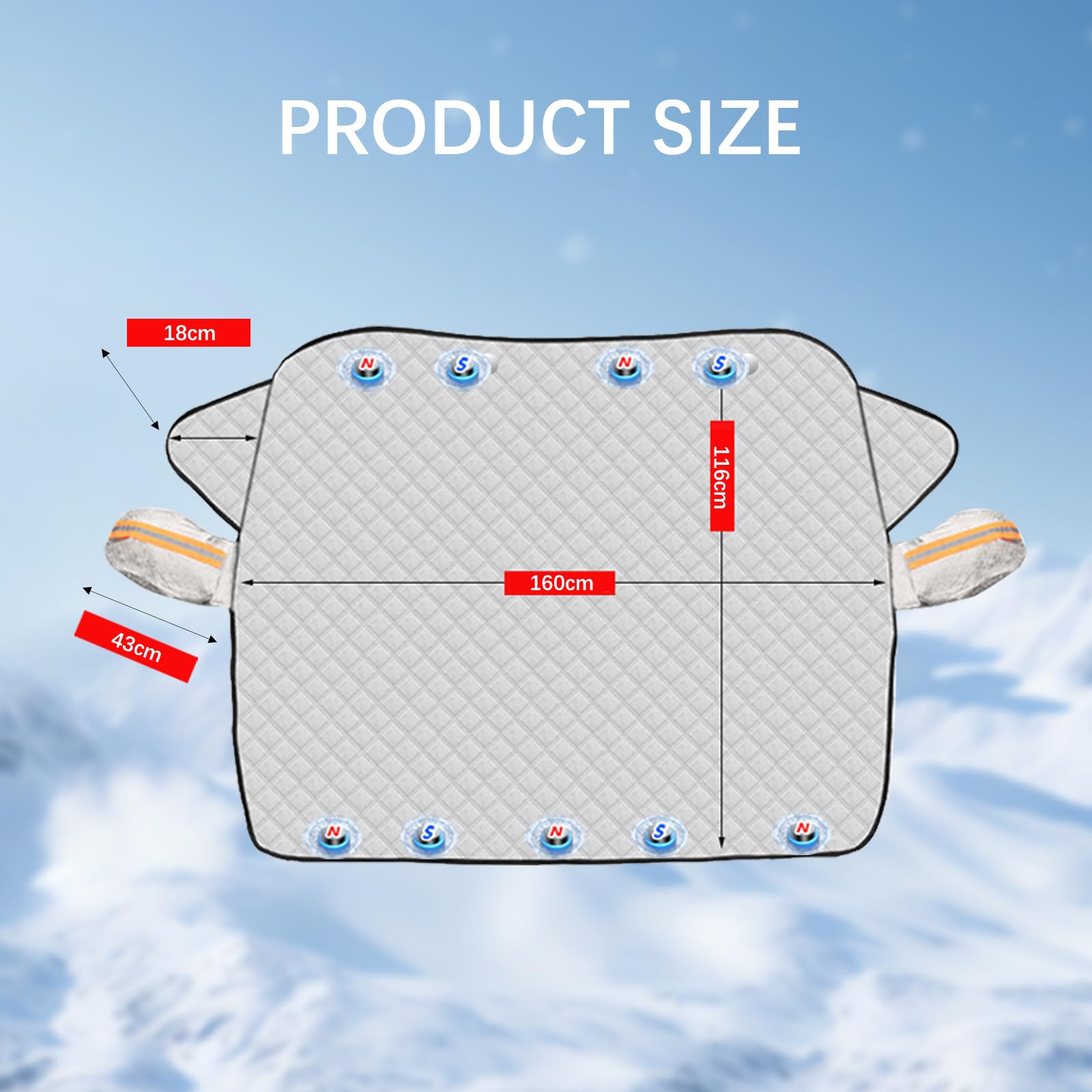 Copri Parabrezza Auto Inverno 160x116cm Magnetico Antighiaccio Telo Parabrezza