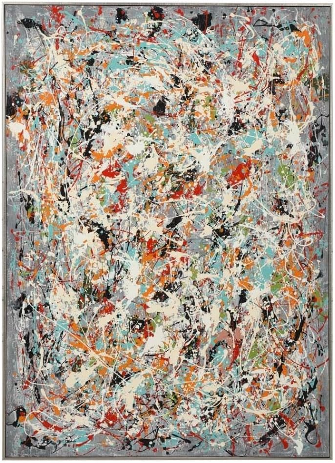 Uttermost 34379 Organized Chaos - 60.75 inch Hand Painted Canvas, Dark Gray/White/Red/Aqua/Orange/Yellow/Black/Green/Silver Leaf/Hand Painted Finish, 2.25 x 44.75 x 60.75