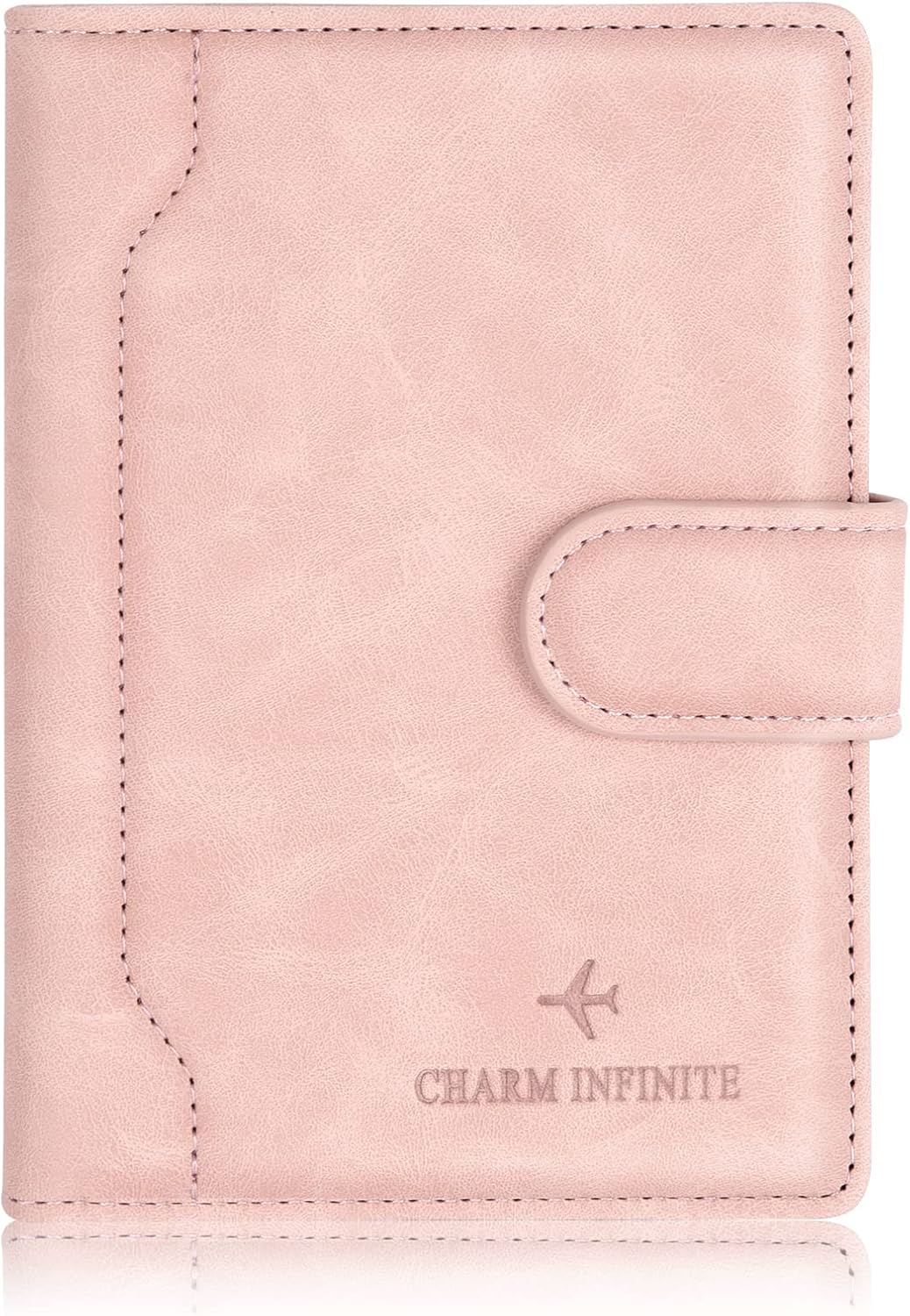 Passport Holder Cover, Leather RFID Travel Wallet Case Organiser with RFID Blocker, Passport Cover for Passport, Business Cards, Credit Cards, Boarding Passes (Pink)