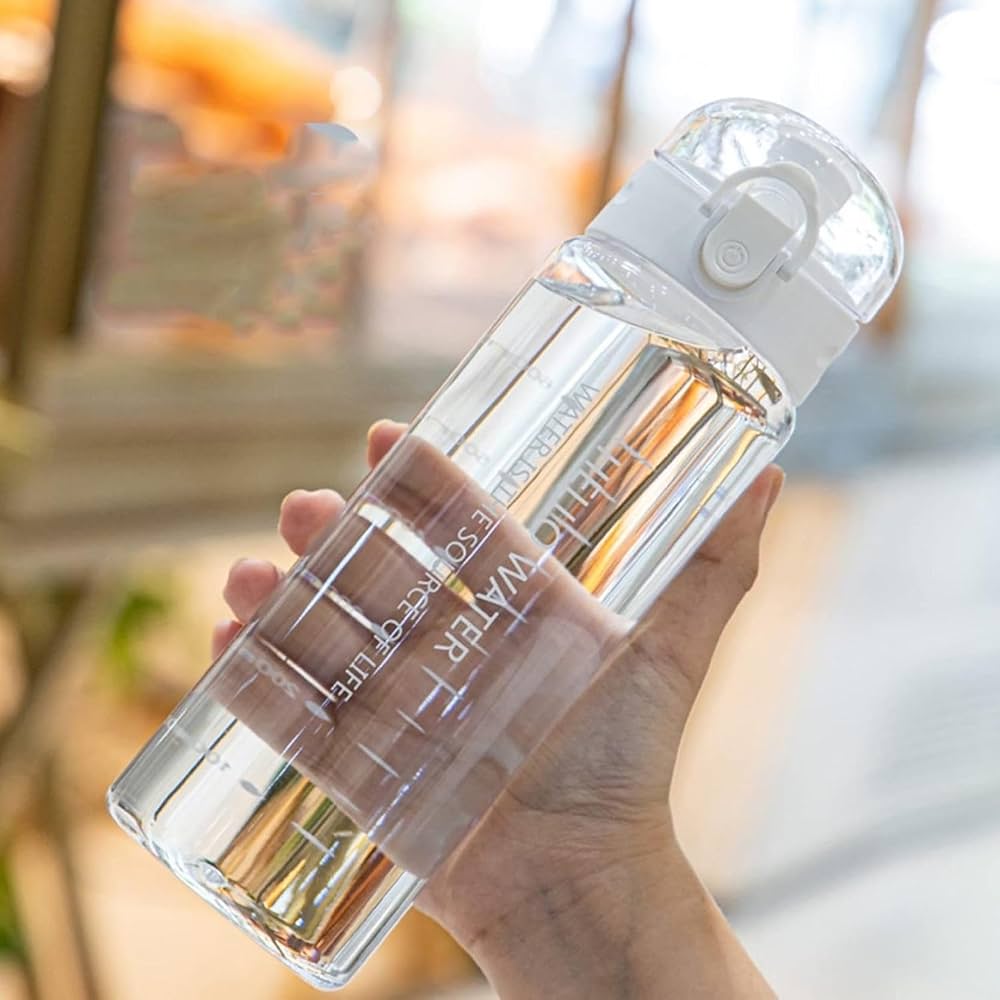 Amazon｜水筒 クリアボトル 780ml BPAフリー ワンタッチ 目盛り