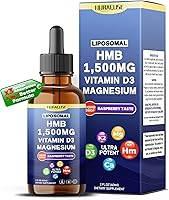 Vista 1 de Liposomal HMB 1500mg, Vitamina D3, Gotas Líquidas de Magnesio – Ultra Potente, Sabor a Frambuesa – 2 FL OZ (2.0 fl oz)