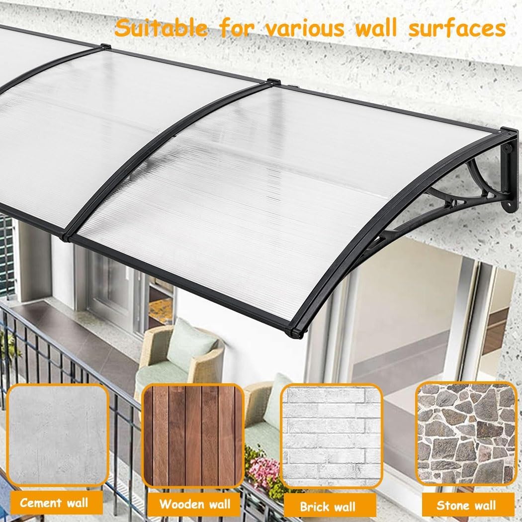 Outdoor Entryway Canopy, Polycarbonate Awning for Front Door, UV & Rain Protection, Aluminum Solar Awning for Balcony, Patio, Terrace (31x31 in)