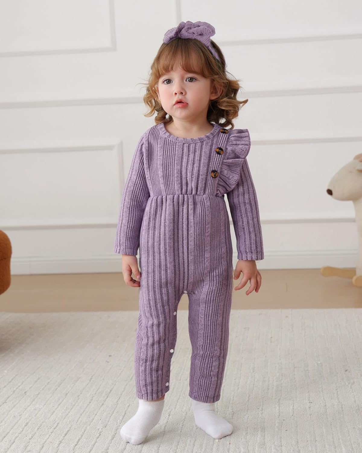 Infant Baby Girl Clothes Newborn Girl Romper Fall Winter Outfit Ruffle Long Sleeve Jumpsuit Romper Cute Baby Girl Outfit - Image 2