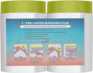 LLPT Abdeckfolie Klebeband mit Folie | 2 Rollen | Transparent Abdeckfolie Selbstklebende Malerfolie Malerband | Zum Schutz...