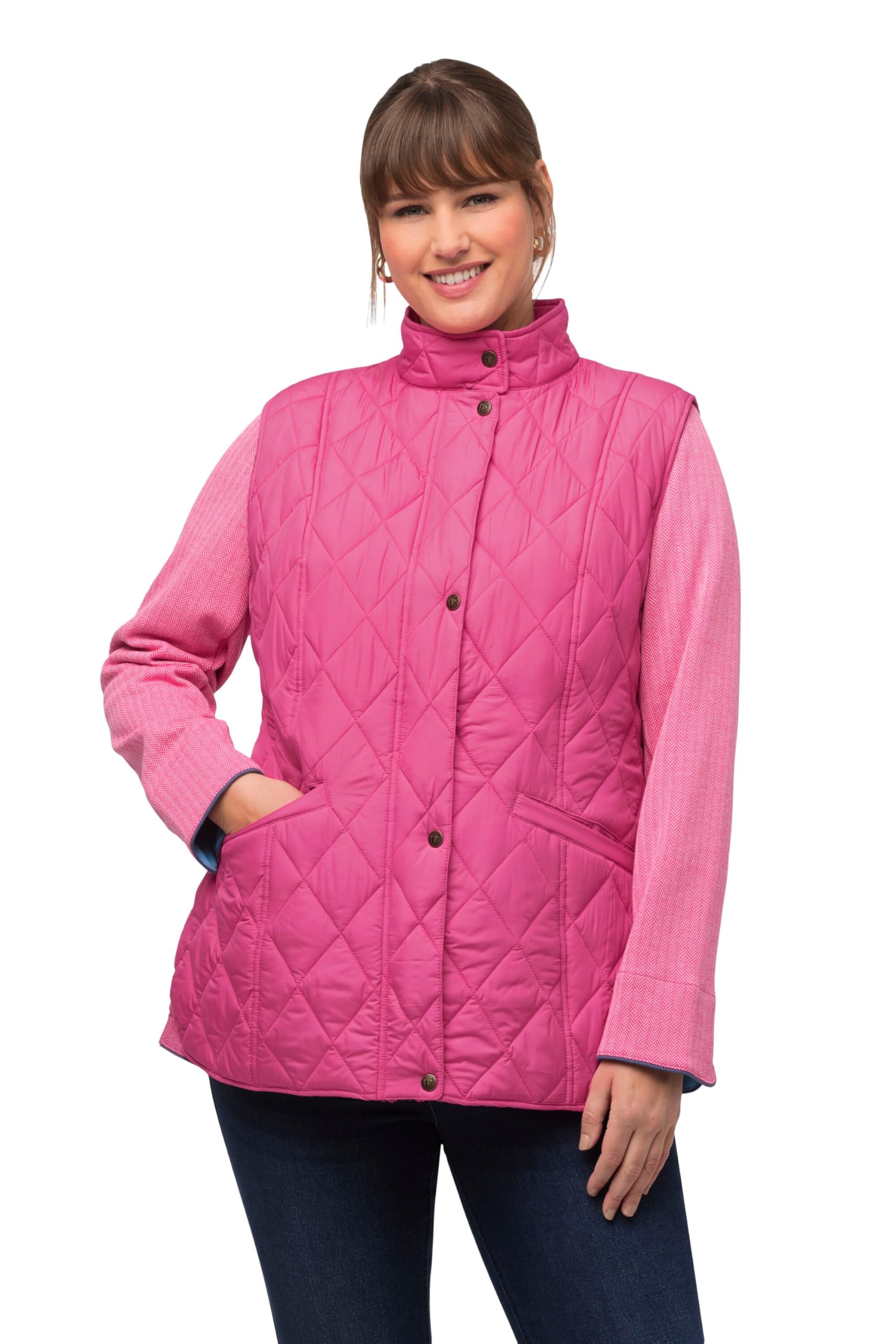 Ulla Popken Damen große Größen Übergrößen Plus Size Steppweste, Slim, Stehkragen, ärmellos 818184