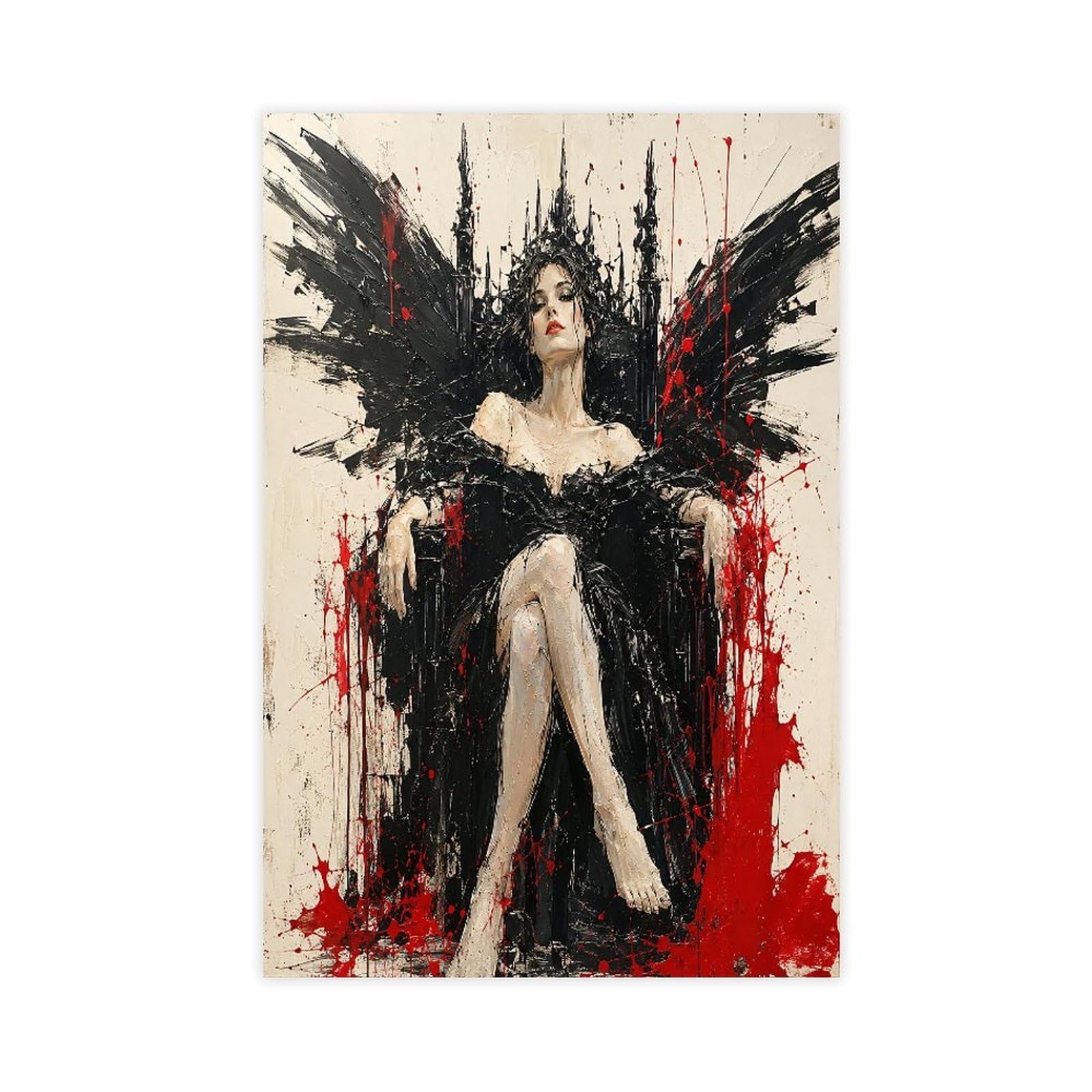 W7c8u2x3 Unframe-Style-8 Gothic Woman On Black Throne Canvas Wall Art, Studio