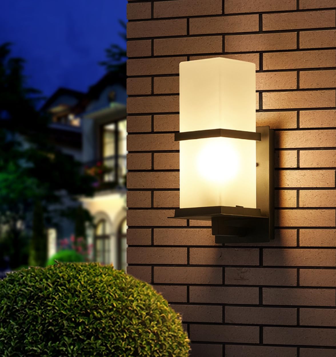 Modern Outdoor Wall Light Frosted Glass Porch Light Black 2 Pack Aluminum Exterior Wall Sconce IP65 Waterproof Wall Mount Light for Garage Patio Fronch