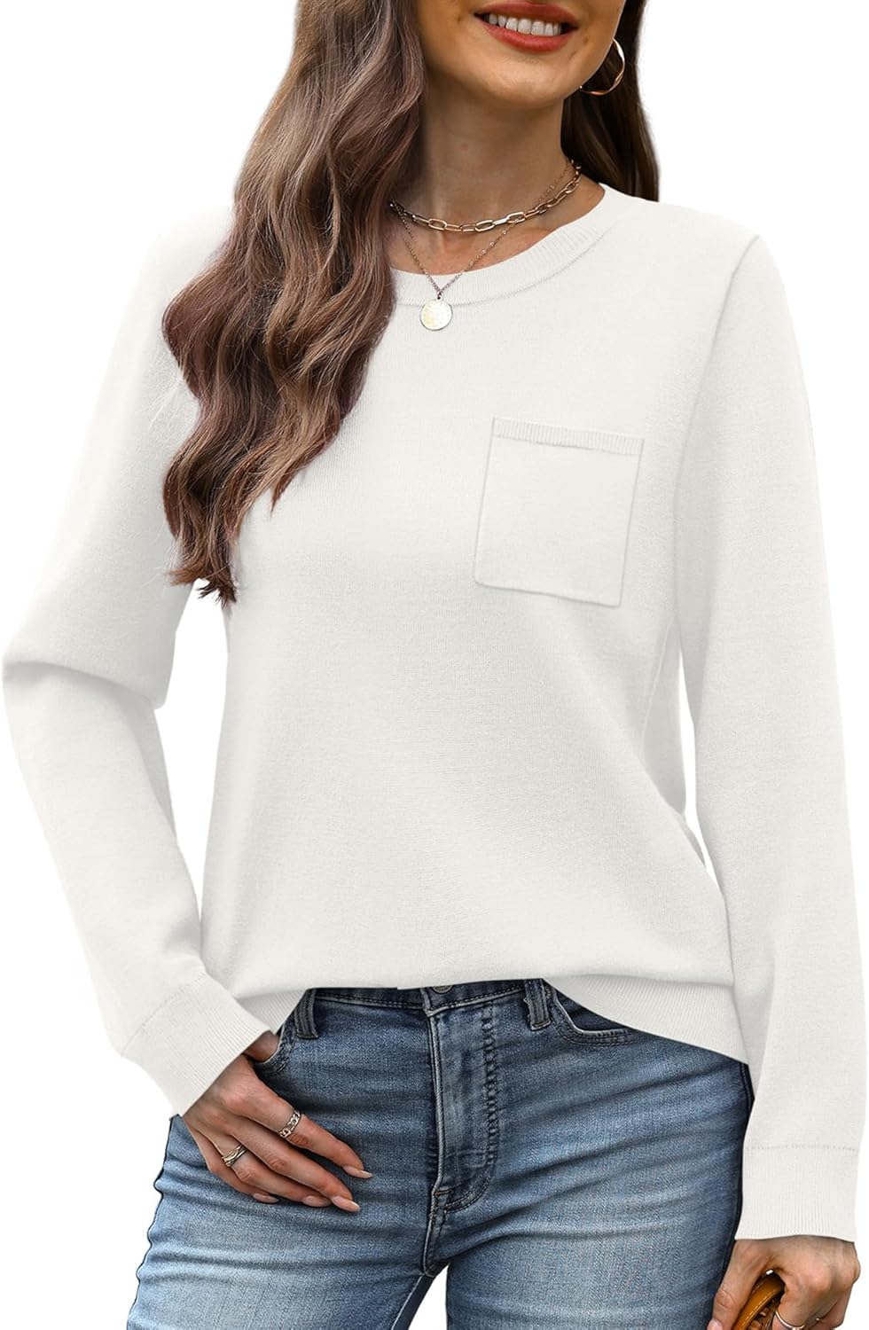 OFEEFAN Sweaters for Women Knitted Ribbed Casual Long Sleeve Crew Neck Pullover Basic Fall Fashion Outfits Tops 2025 - Image 2