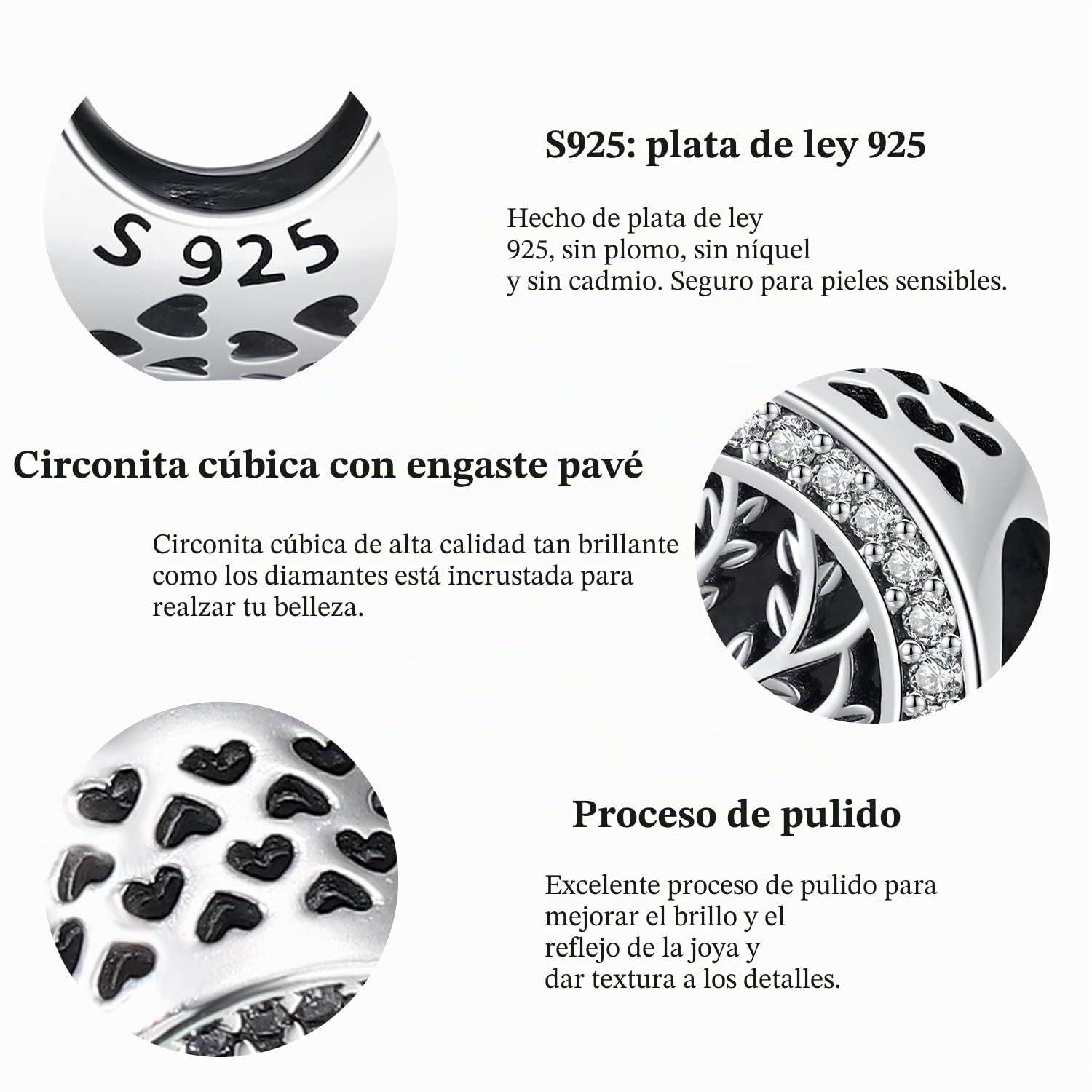 Abalorios Charms Colgantes de Plata de Ley 925 Árbol de la Vida Abalorios Charm Compatible con Pulsera Pandora y Europeo, Regalo para Mujeres y Niñas