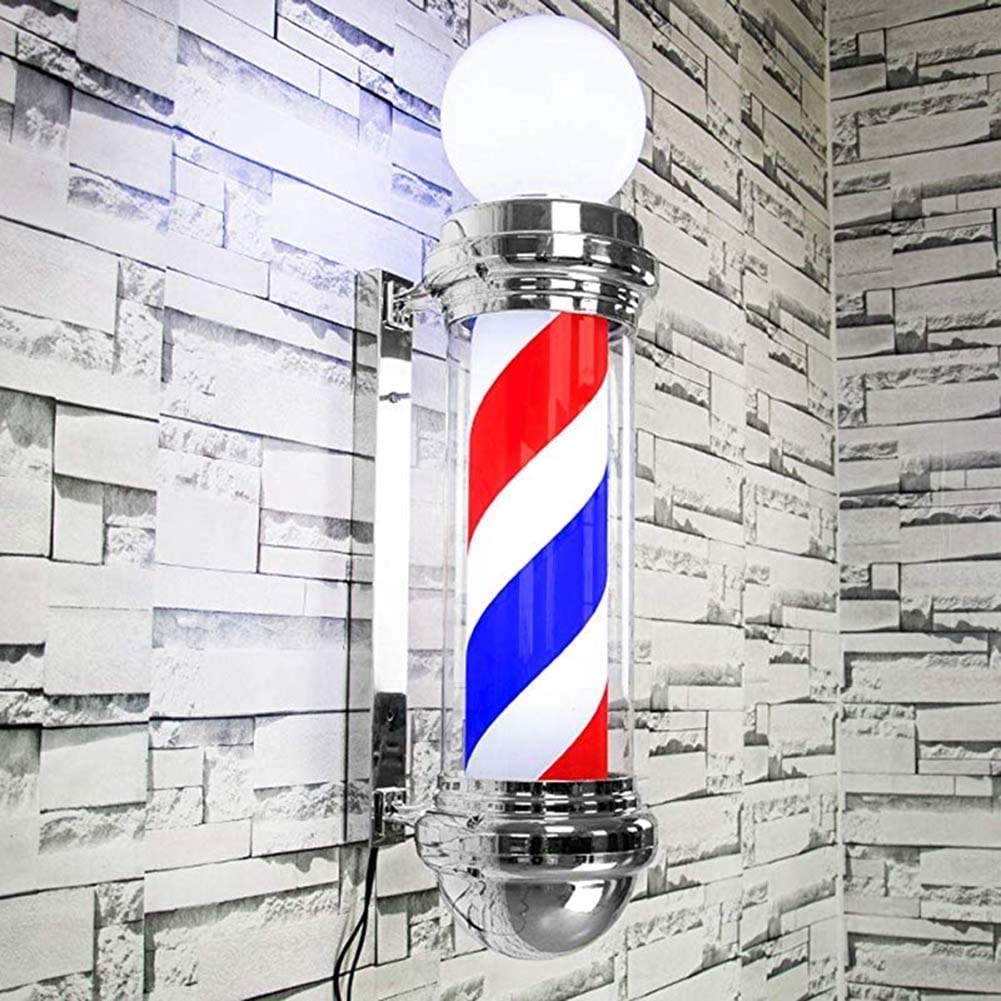 Lampada da Parete per Esterni con palo da Barbiere, Luce LED da 35", insegna per Salone di Parrucchiere, Strisce illuminanti rotanti, Lampada retrò Impermeabile, per Lampada, A