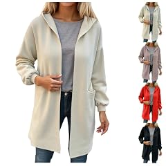Cardigan Sweaters For Women Long Lightweight Open Front Jacket Fall Casual Hooded Overcoat Outerwear With Pockets