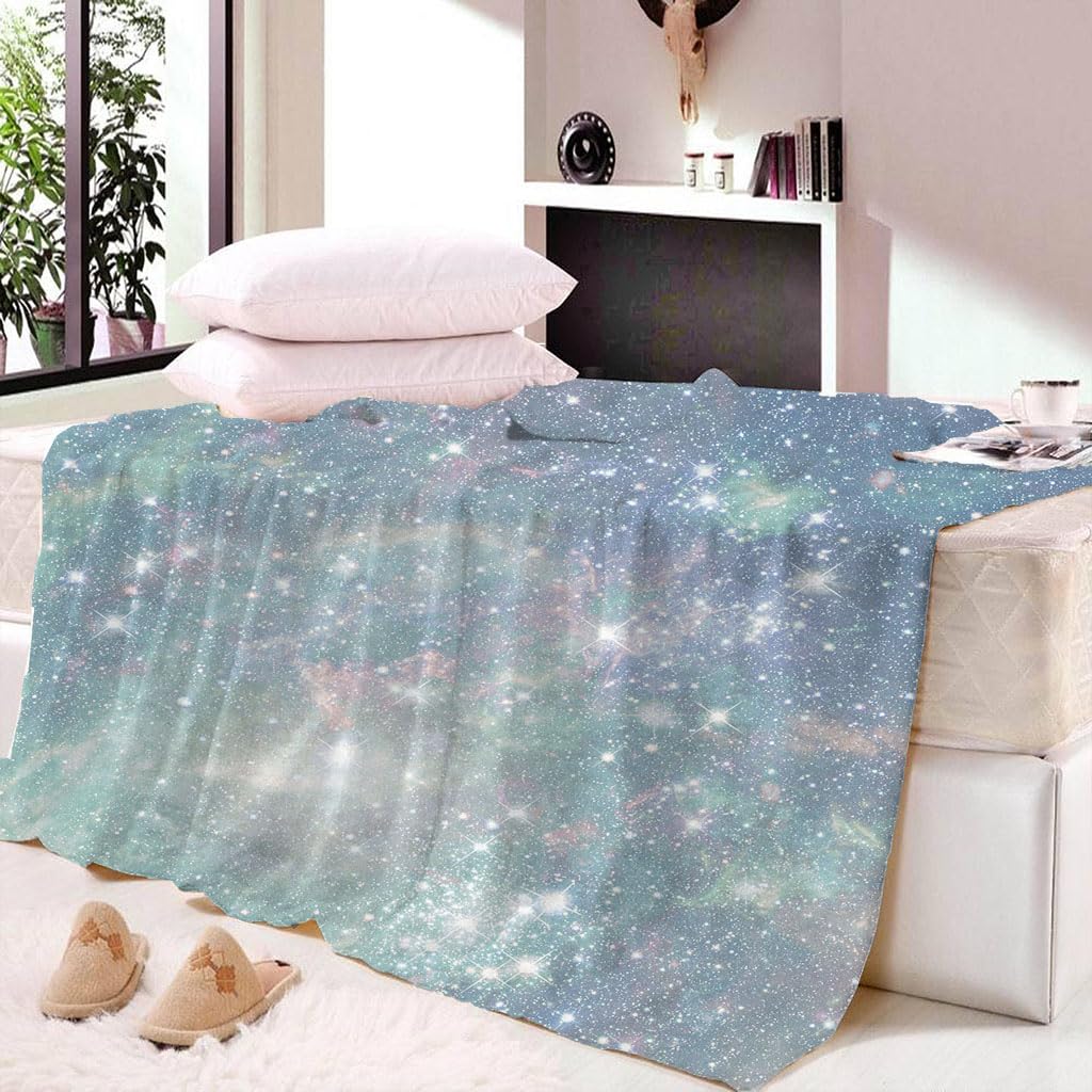 Manta De Franela De Microfibra 150X200Cm Manta De Felpa Suave Para Sofá Cama 3D Colorido Paisaje De Cielo Estrellado Impresión Patrón Manta Polar Invierno Gruesa Y Esponjosa Caliente Transpirable