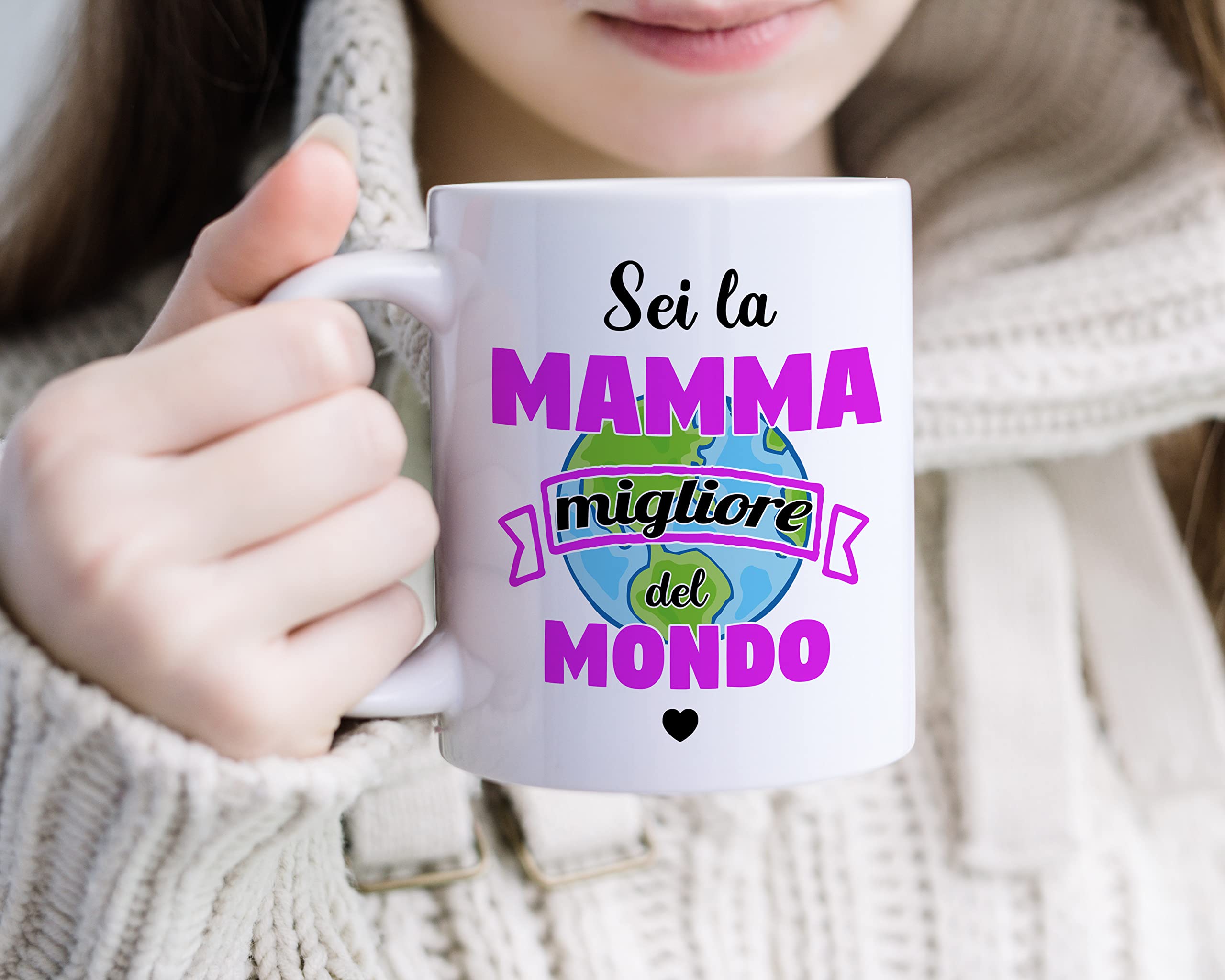 Tazza Personalizzata 'Sei La Migliore Mamma Del Mondo' Con Cuore, Idea Regalo Per Festa Della Mamma, Compleanno, Natale, 350 Ml