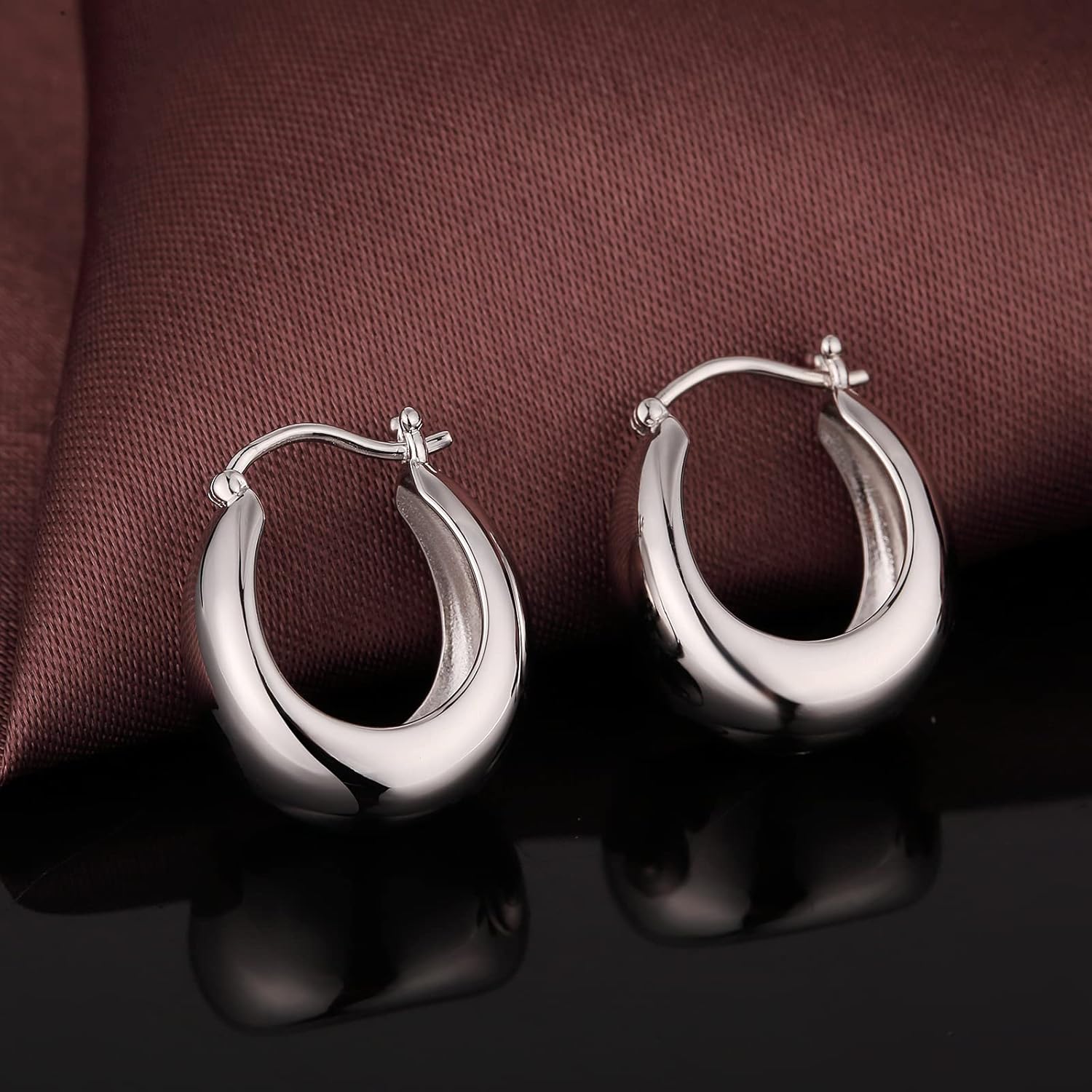 Hoop Earring for Women, 925 Sterling Silver Cubic Zirconia CZ Hoop Jewelry, Thin & Wide Hoops 20MM 25MM 28MM - Image 2