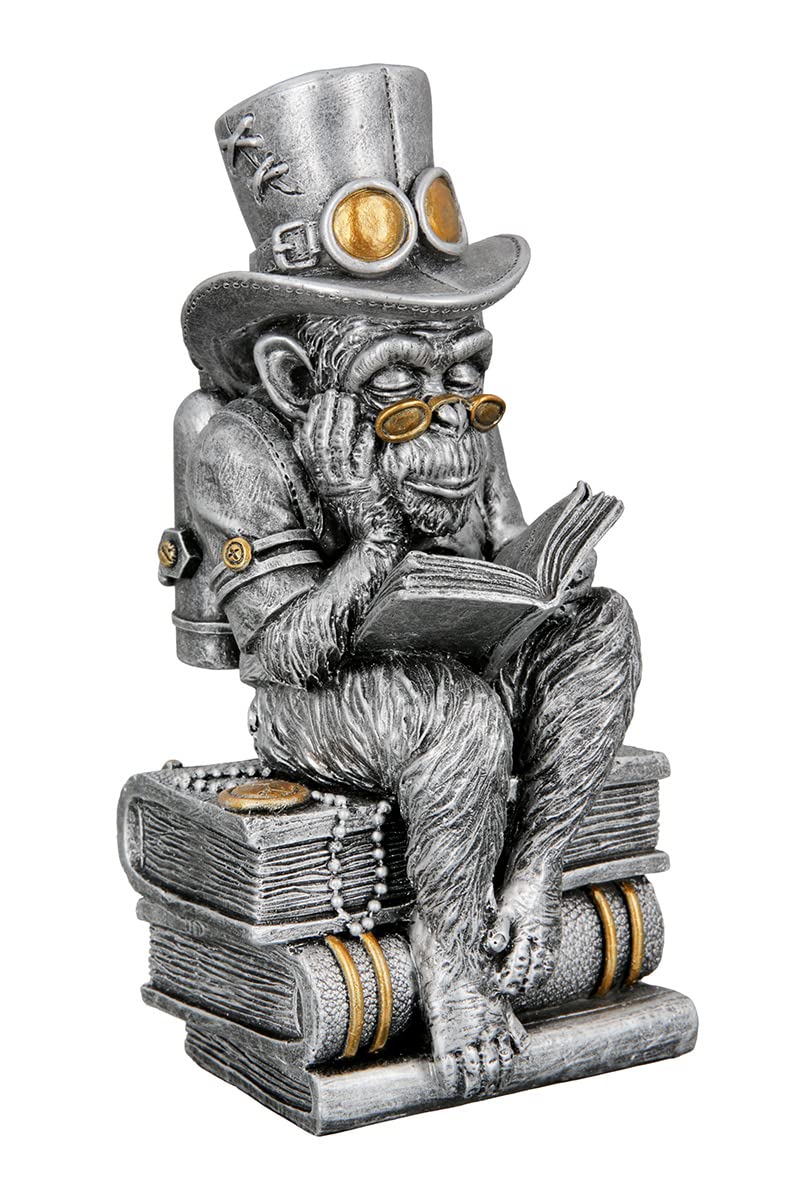 Casablanca modernes DesignSteampunk Monkey with Books Silver Sculpture Figure Decorative Item New Wave