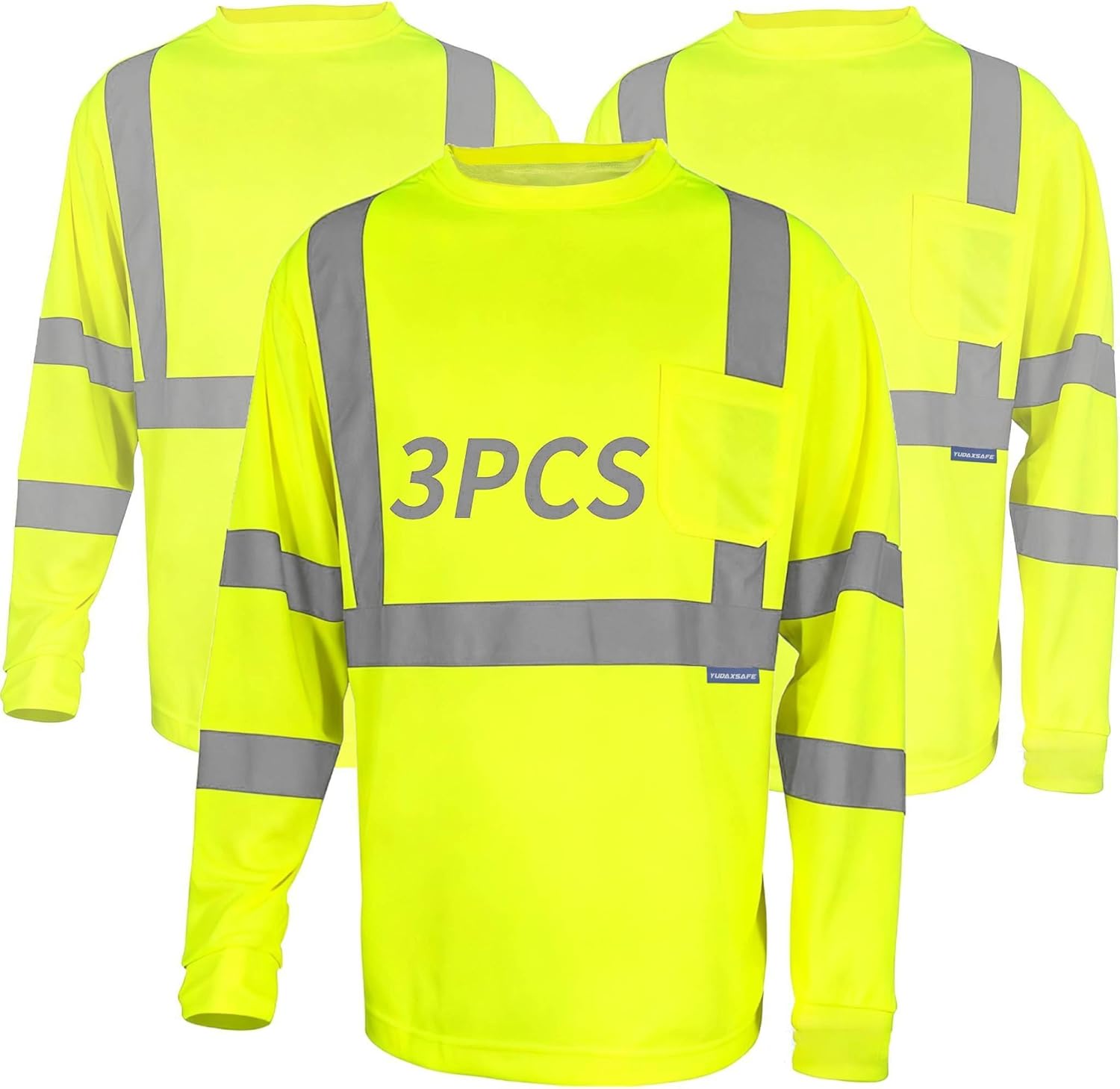 Hi Vis Safety T Shirt ANSI Class 3 Reflective High Visibility Shirt for Men & Women, for Construction, Running, Night Work