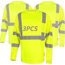 Hi Vis Safety T Shirt ANSI Class 3 Reflective High Visibility Shirt for Men & Women, for Construction, Running, Night Work