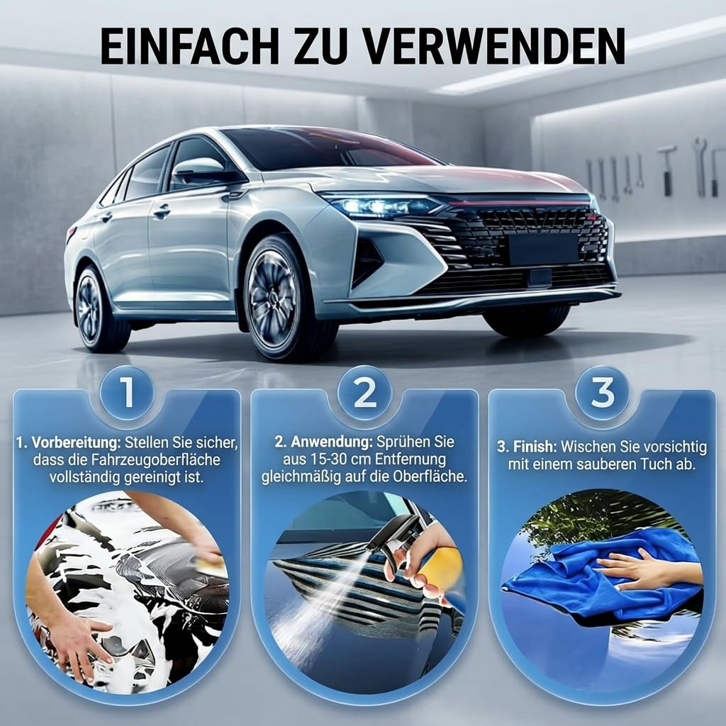 Sopami Spray Car, Quick Effect Coating Agent, 3-in-1 Autolackspray für Glanz und Schutz, Nano Lackversiegelung Auto, Kratzerreparatur für Fahrzeugpflege (Drei Flaschen)