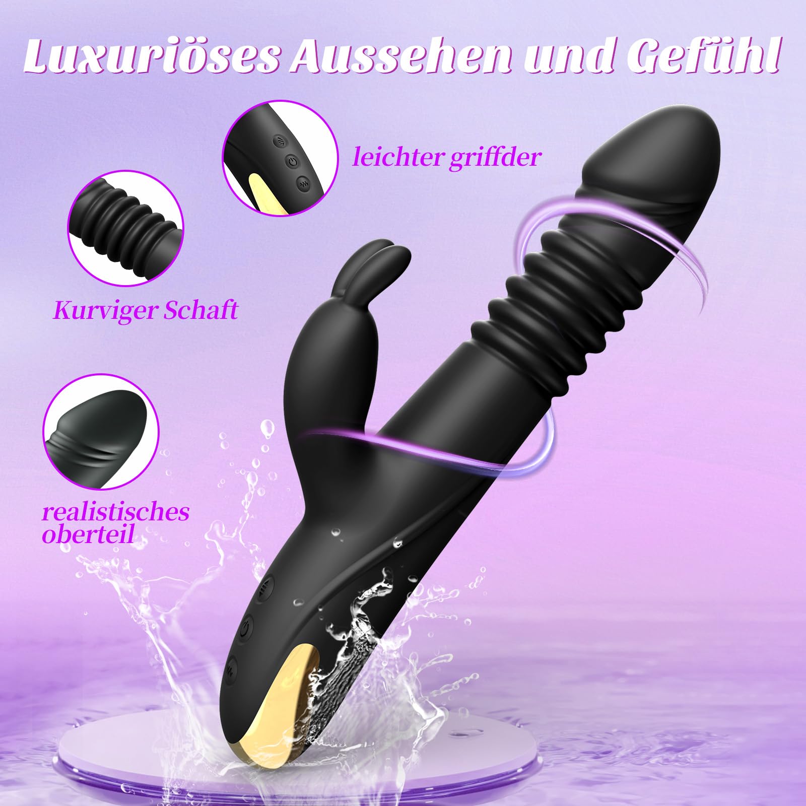 Vibratore Giocattoli del Sesso Dildo con Funzione di Spinta - Vibratori del Coniglio del Punto G con App Giocattoli del Sesso per Donne Coppie Set di Vibratori per Donne Tranquillo