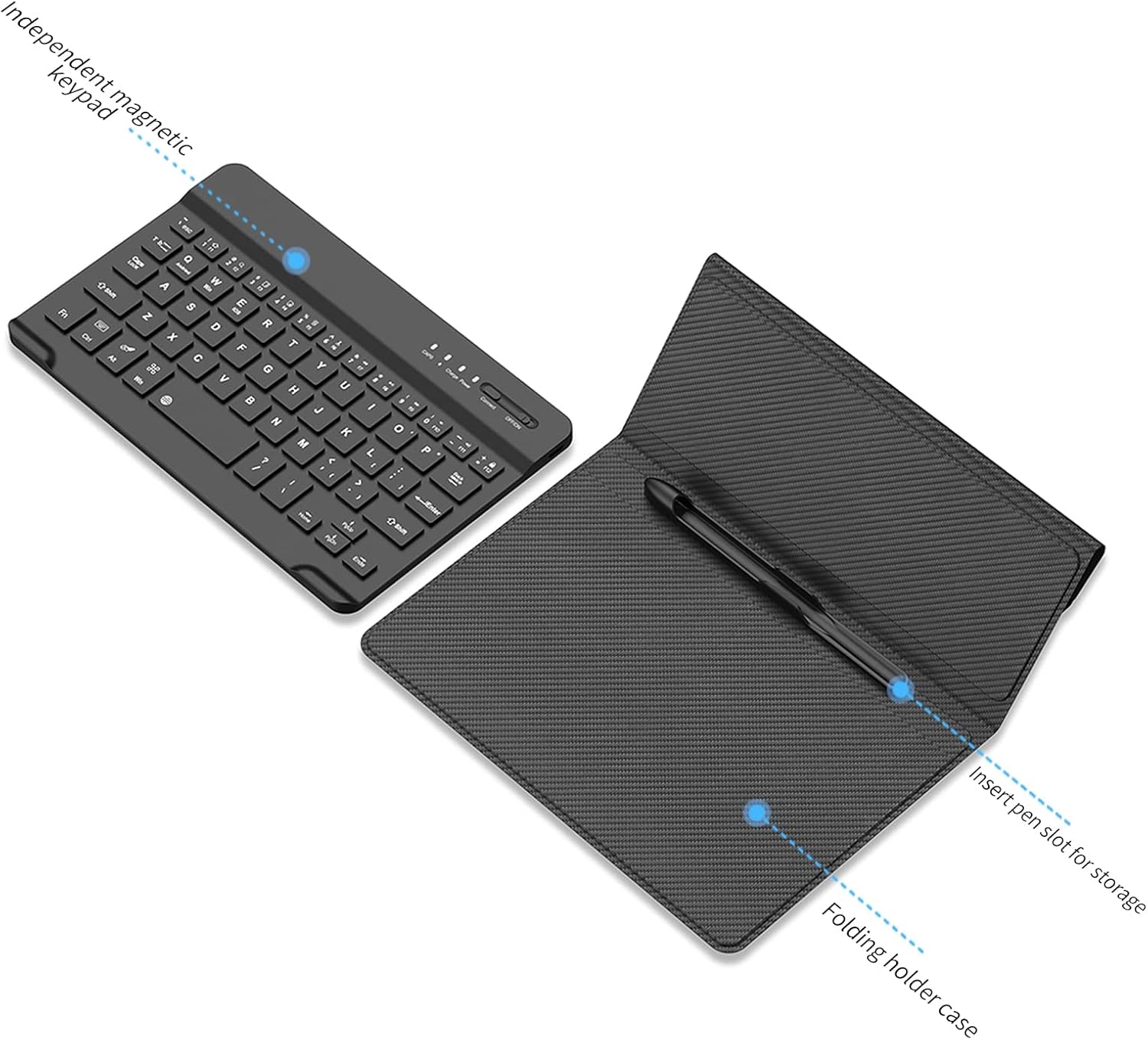 for Samsung Galaxy Z Fold 7 6 5 4 3/Pixel 9 Pro Fold Keyboard Case with【Pen】, Folding Bluetooth Portable Travel Foldable Keyboard Case (Carbon Fibre)