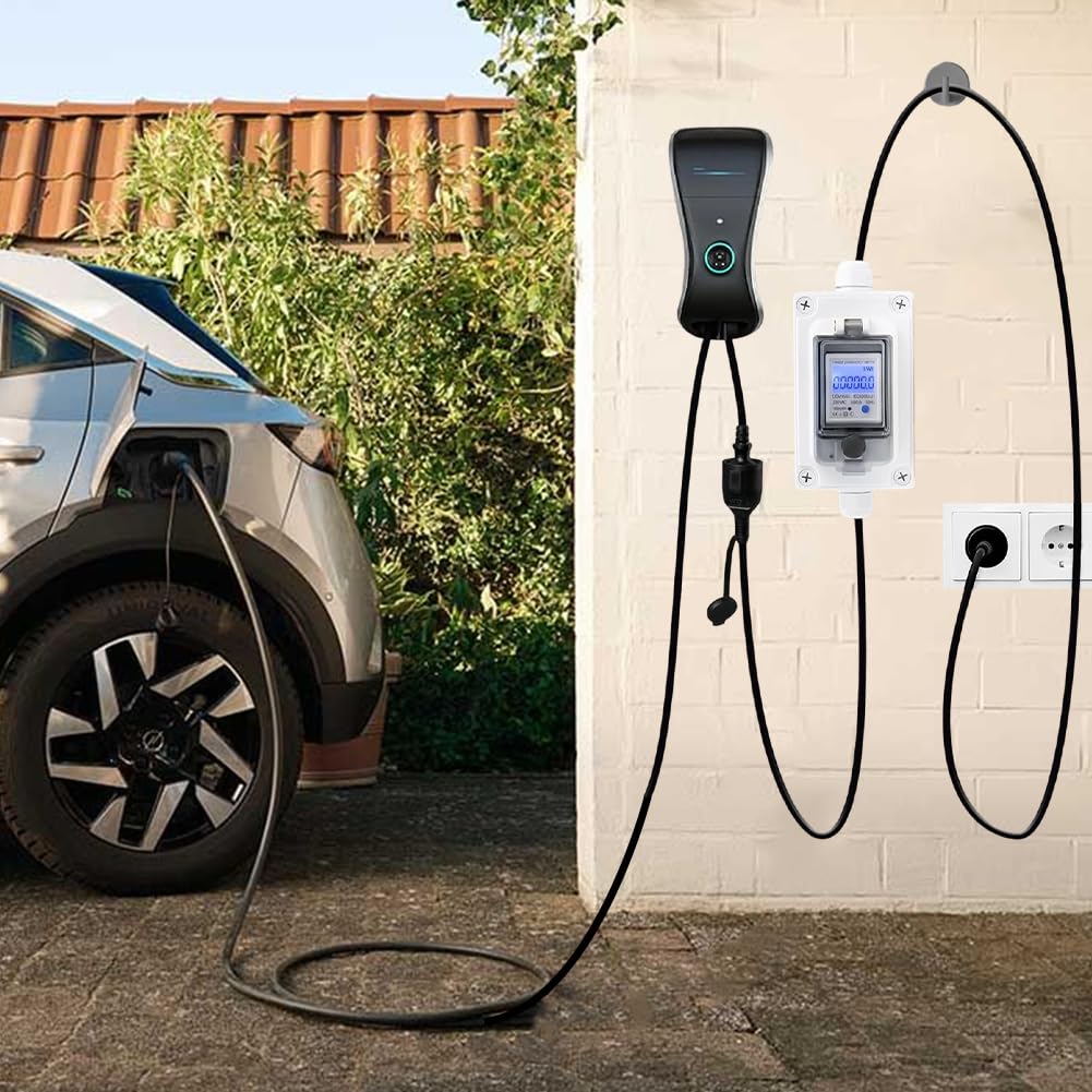 Mobilny cyfrowy licznik prądu 230 V do gniazdka, miernika prądu z resetem, wodoszczelna obudowa, IP65, gumowy przewód wężowy, przenośny do samochodów kempingowych, pojazdów elektrycznych