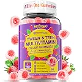 Multivitamin Filled Gummies for Teen Boys Girls 12-17, 18, 19, Kids 10+ Multivitamin with Omega 3, Calcium + Magnesium + Zinc, Multi-Minerals for Adolescent 10-19S Brain, Bone, Energy, Immune