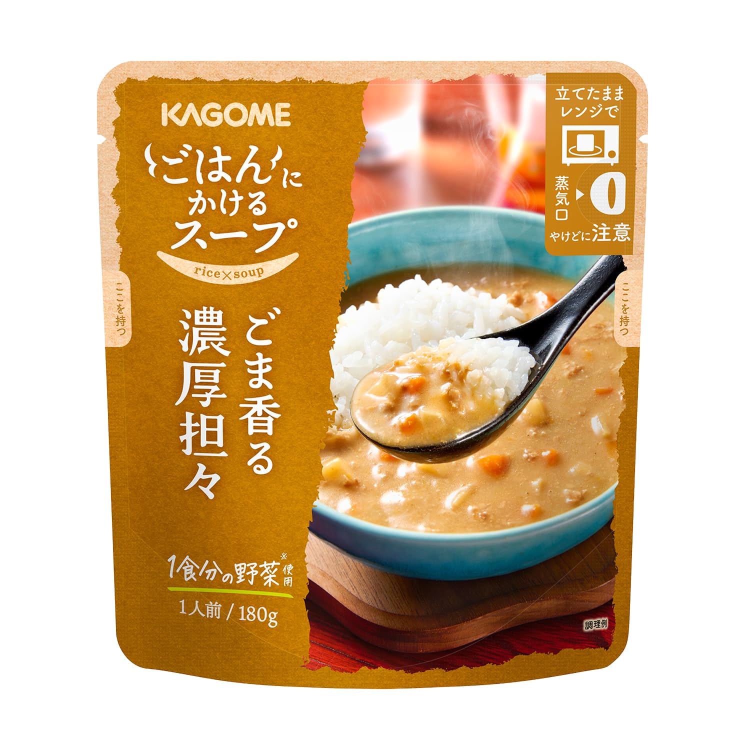Amazon | カゴメ ごはんにかけるスープ ごま香る濃厚担々 180gパウチ×5