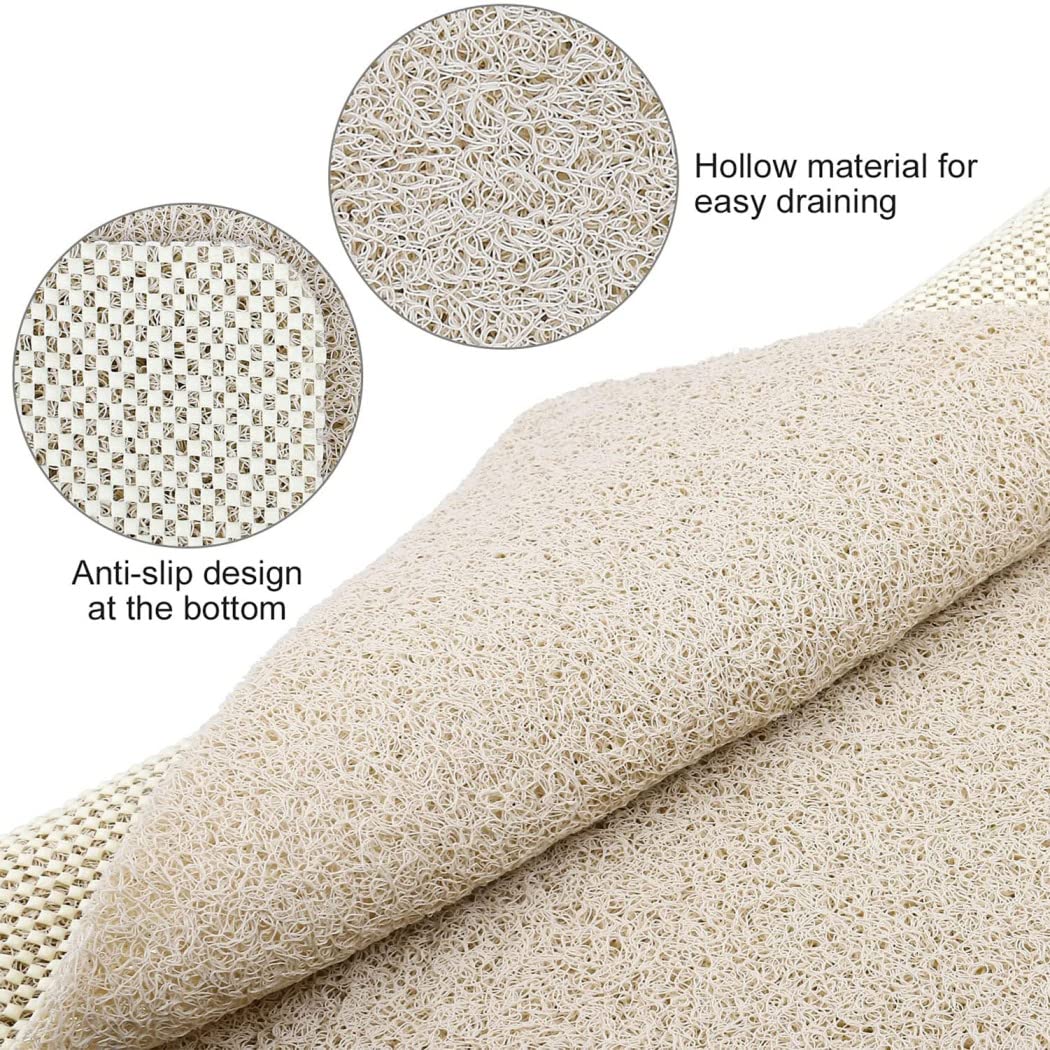 ZLZNX Alfombrilla Antideslizante Rectangular para Ducha Alfombrilla Antideslizante para Suelo de baño Impermeable,Beige,60 * 90CM