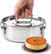 Okllen 18/8 Stainless Steel Flan Mold, 65 Oz Flan Pan with Lid and Handle, Flanera Flan Maker Mold Compatible with 6 Quart Instant Pot