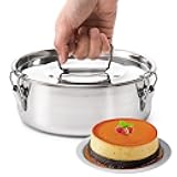 Okllen 18/8 Stainless Steel Flan Mold, 65 Oz Flan Pan with Lid and Handle, Flanera Flan Maker Mold Compatible with 6 Quart Instant Pot