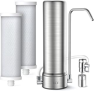 LCF Filtro de agua para encimera, sistema de filtración de agua de acero inoxidable de 5 etapas, reduce los metales pesados, el mal sabor y el 99% de cloro, filtro de agua de grifo de 16,000 galones,