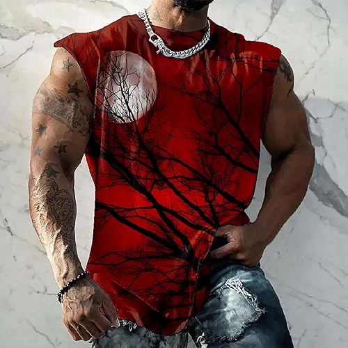 Miniatura 2 de Camisetas sin Mangas para Hombre con Estampado Halloween sin Mangas Cuello Redondo Chaleco Deportivo Camiseta túnica