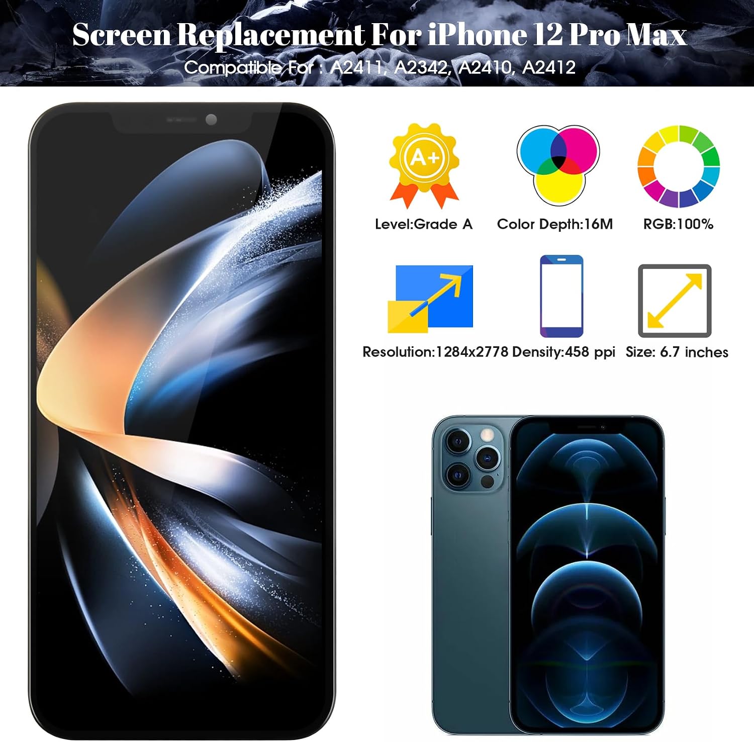 for iphone 12 pro max screen replacement a2411 3d touch lcd screen replacement a2342 lcd display a2410 touch digitizer assembly a2412 repair parts kits