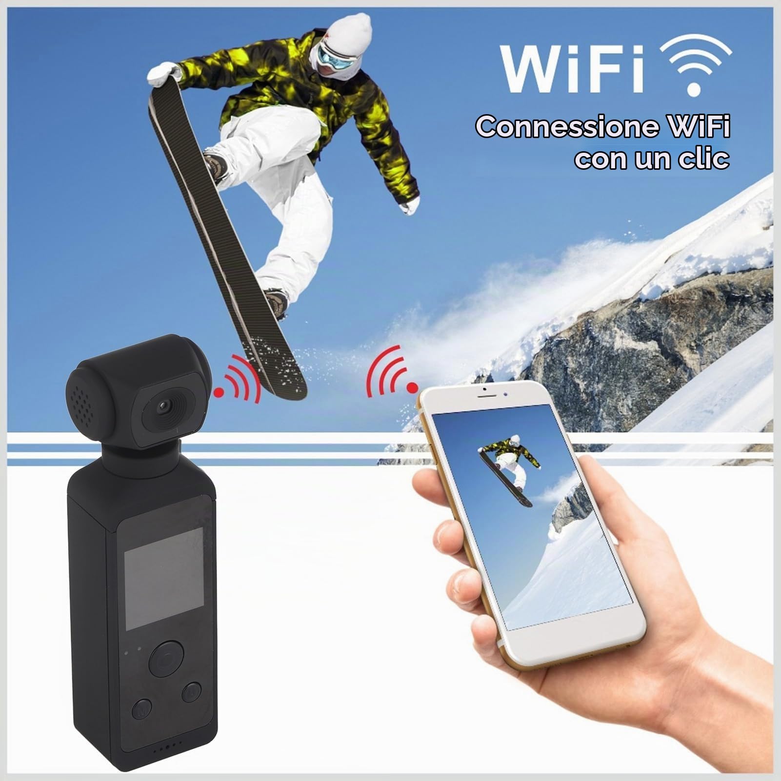 Ejoyous Camera da Azione Tascabile 4K, Videocamera per Videocamera per il Corpo Bodycam con WLAN e Microfono a 270 °, Senza Spazzato