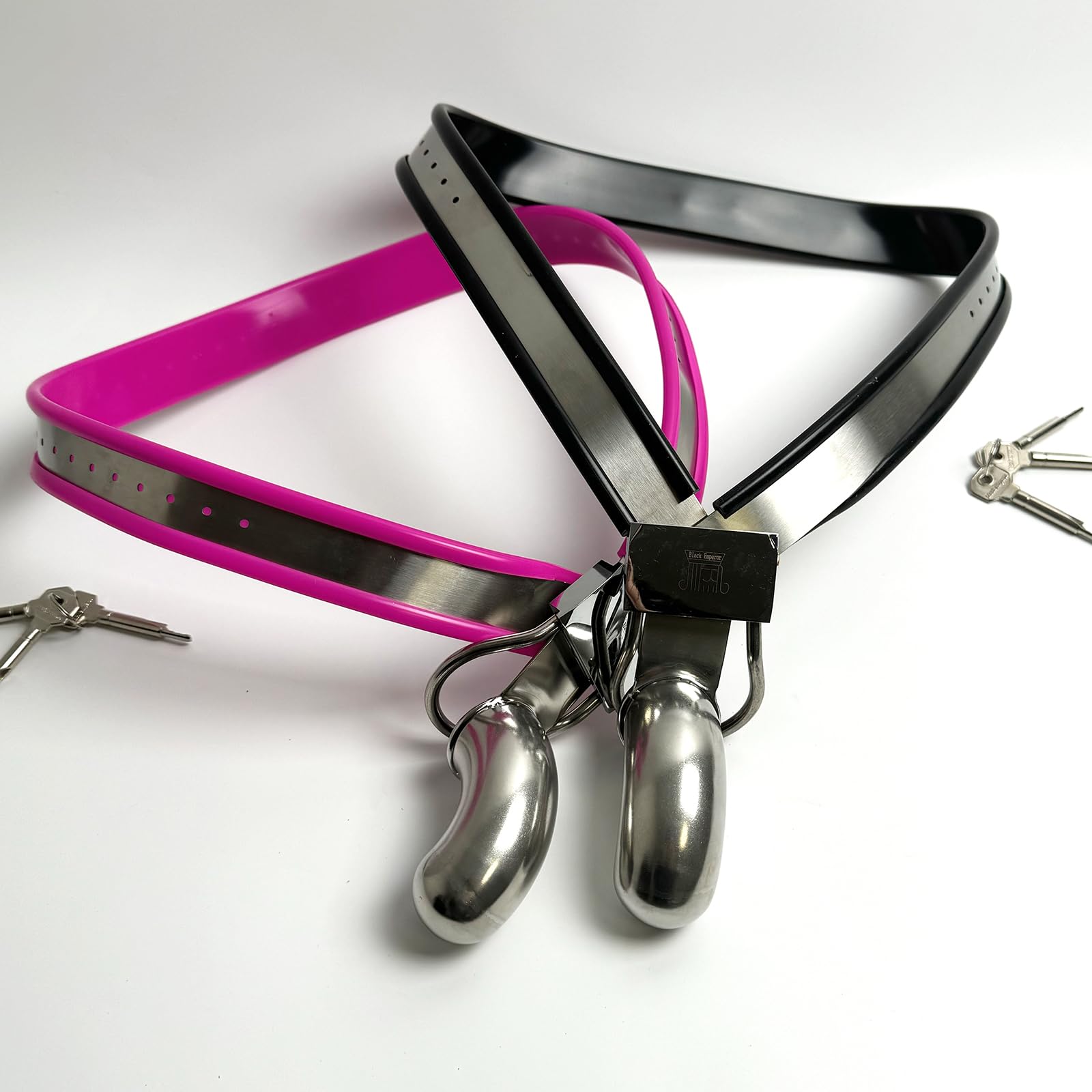 Ceinture de chasteté réglable en acier inoxydable Hommes noire 90-120cm YILUQIFLY Cage Fétichiste BDSM