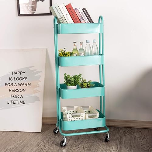 Miniatura 5 de Bestmart INC Carrito organizador de almacenamiento de metal de 4 niveles para oficina, estudio, cocina, baño (azul)