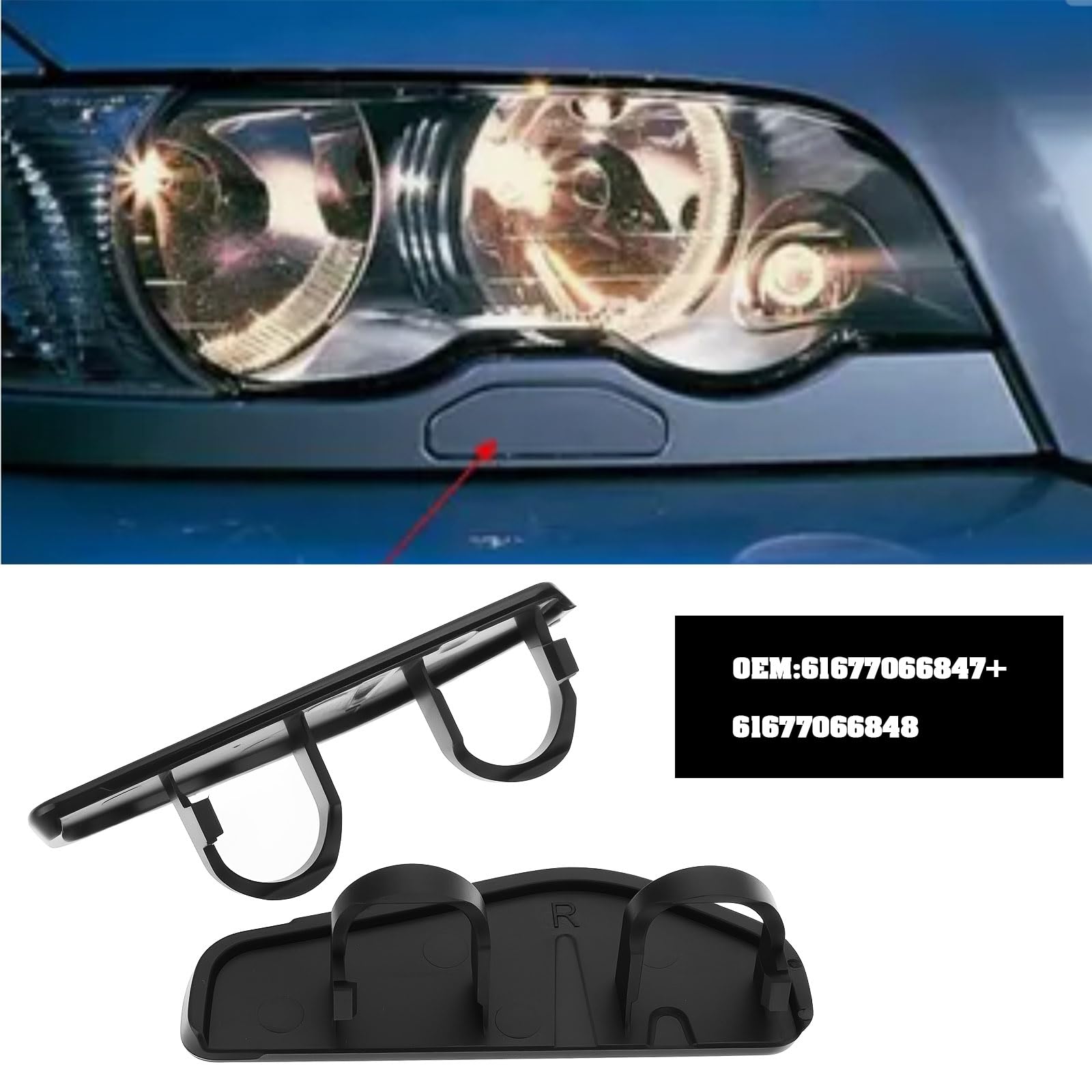 2 Tapas de Lavafaros Derecho E Izquierdo 61677066847+61677066848 Compatible con BMW Serie 3 E46 1997-2005