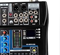 Vista 31 de Mini mezcladores de DJ de 5 canales, mezclador de audio en vivo, tablero de sonido con USB, interfaz de audio con 48 V Phantom Power Sonidos