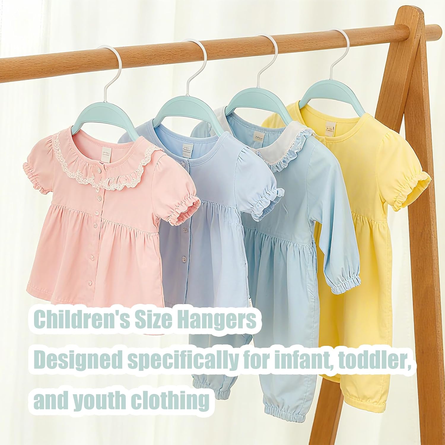 Fresh Blue Kids Hangers 20 Pack - Ultra Thin Non Slip Plastic Hangers for Closet, Heavy Duty 12.6 Inch Small Hangers for Childrens Clothes, Space Saving for Teenagers Uniforms Coats