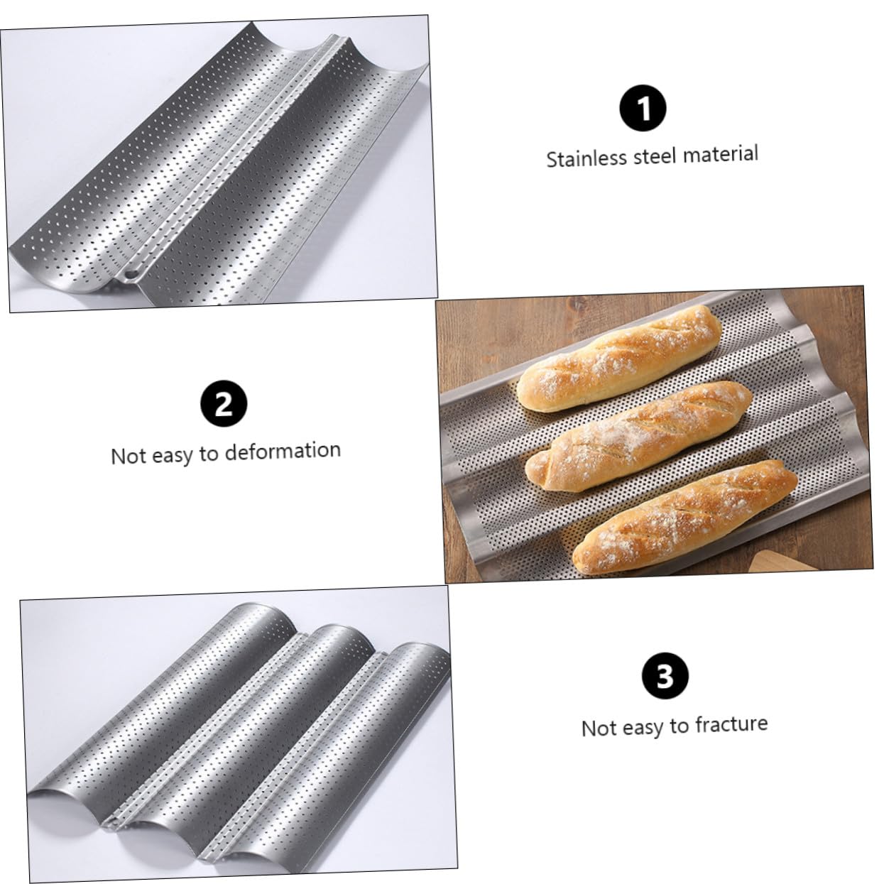 TOYANDONA 2 Stück Französische Brotbackform aus Edelstahl, Silber