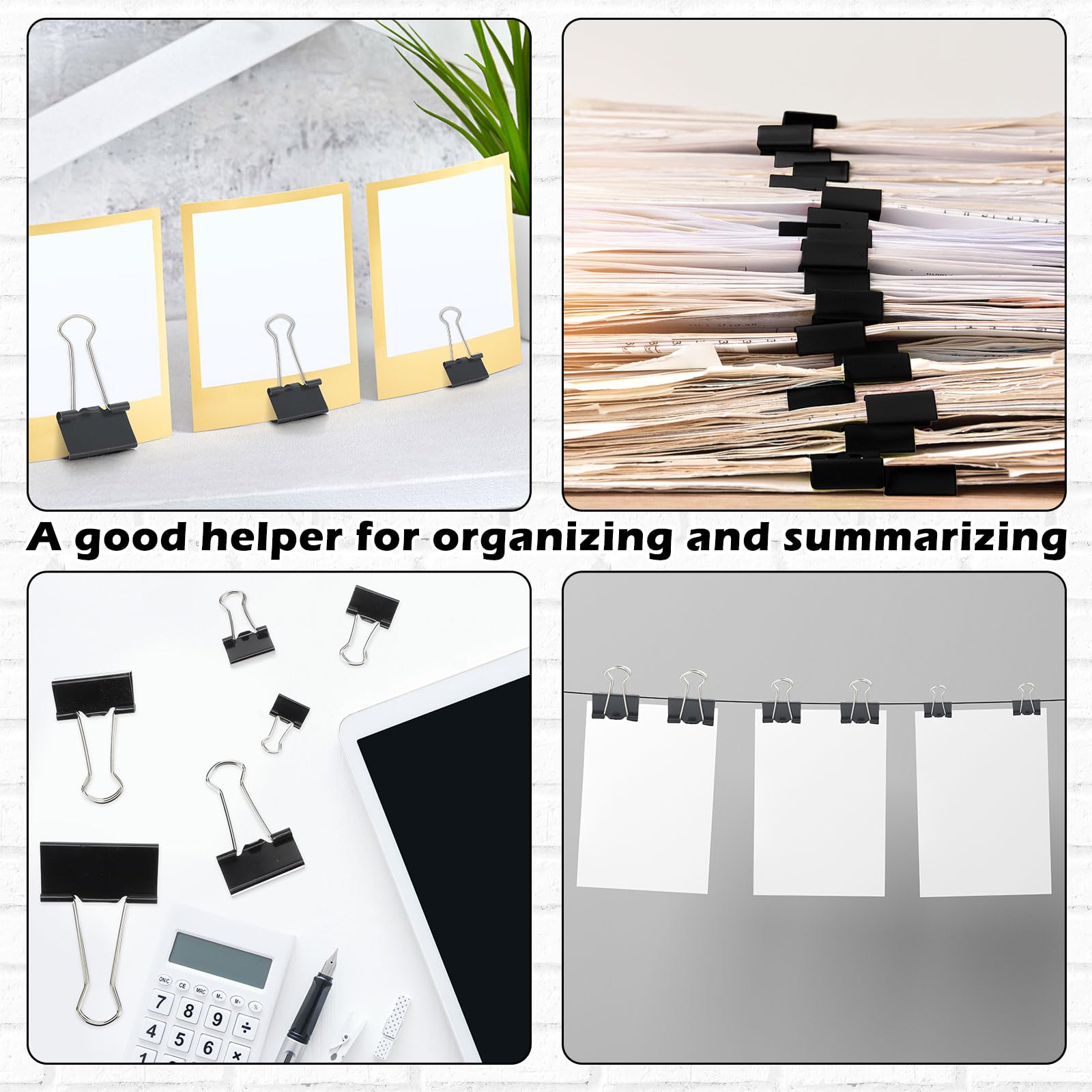 Yexiya 640 Stück Binder-Clips, verschiedene Größen, schwarze Büroklammern, Jumbo, groß, mittel, klein, Mini und Micro, Bürobedarf für Zuhause, Schule, Lehrer, Studenten, 6 Größen mit Box