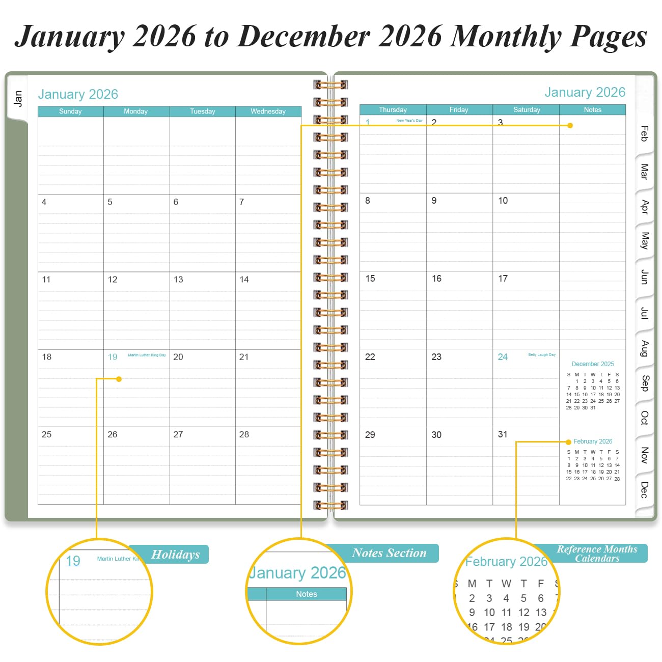 Snapklik.com : 2026 Daily & Monthly Planner - One Page Per Day, Daily ...